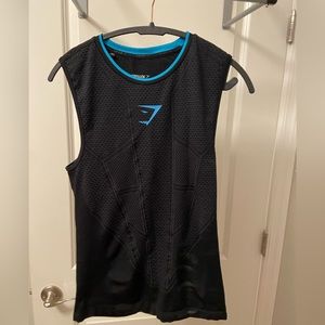 Gymshark Onyx V1 black and blue muscle tank top